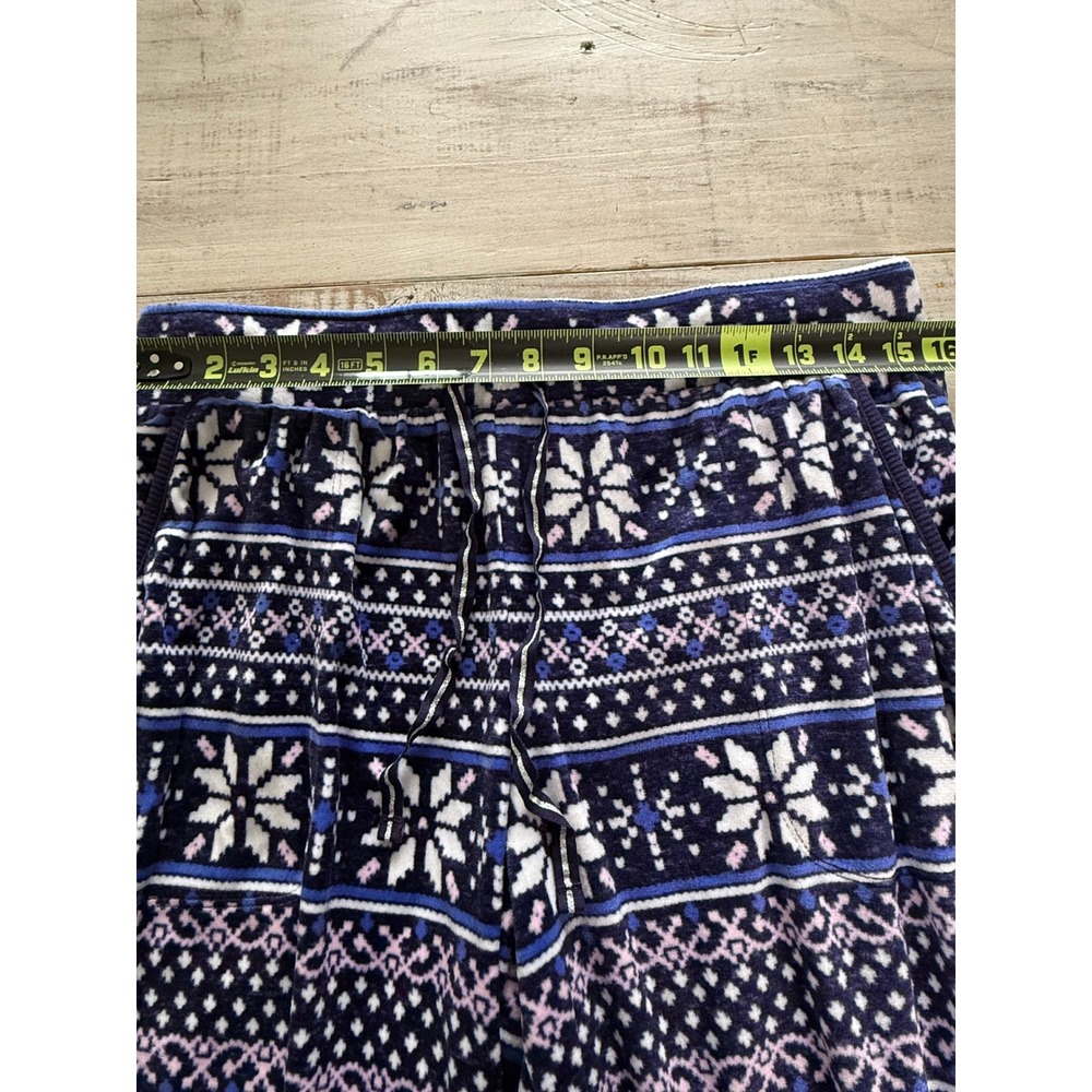 Nautica Womens Pajama Pants Snowflake Fair Isle Print Cozy Fleece Lounge M - Picture 6 of 8